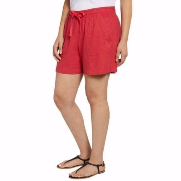 NAUTICA Ladies' Linen Blend Pull On Shorts - Rose Coral (Red) - NWT - Picture 3 of 6